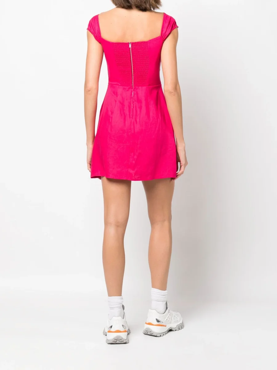 Reformation Pink Gavina Off The Shoulder Linen Mini Dress - Imagen 5