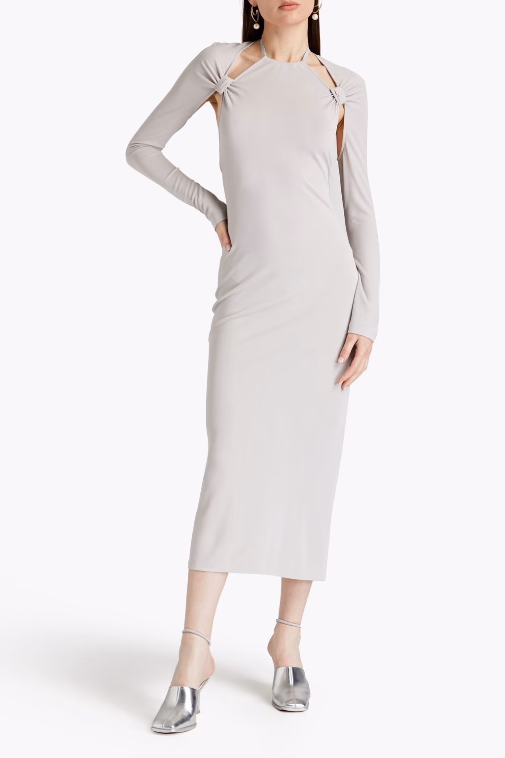 Jacquemus La robe Nodi knotted Light Grey Cut Out Dress - Imagen 4