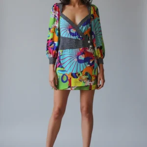 Rixo Christian Lacroix Asbtract Print Mini Dress