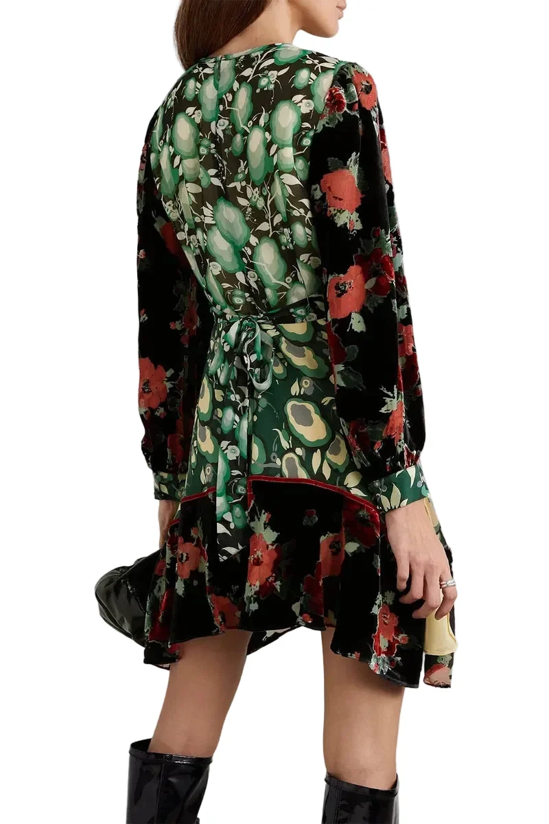 Rixo London Edith Floral Silk Crepe De Chine Devoré-Velvet Mini Dress - Imagen 3