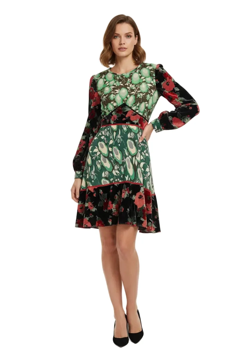 Rixo London Edith Floral Silk Crepe De Chine Devoré-Velvet Mini Dress - Imagen 2