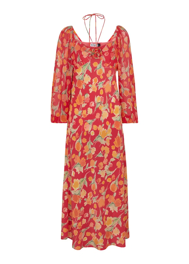 Rixo Jeanie Floral Print Silk Midi Dress - Imagen 4