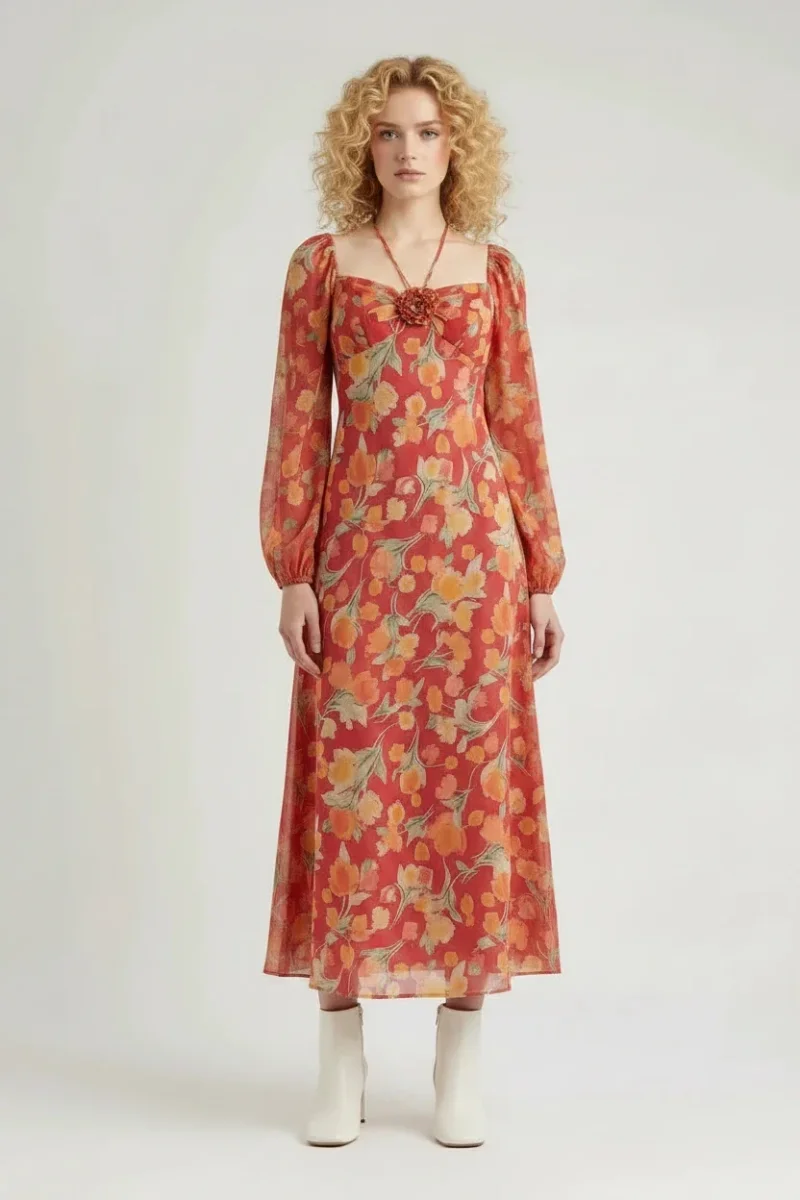 Rixo Jeanie Floral Print Silk Midi Dress - Imagen 2