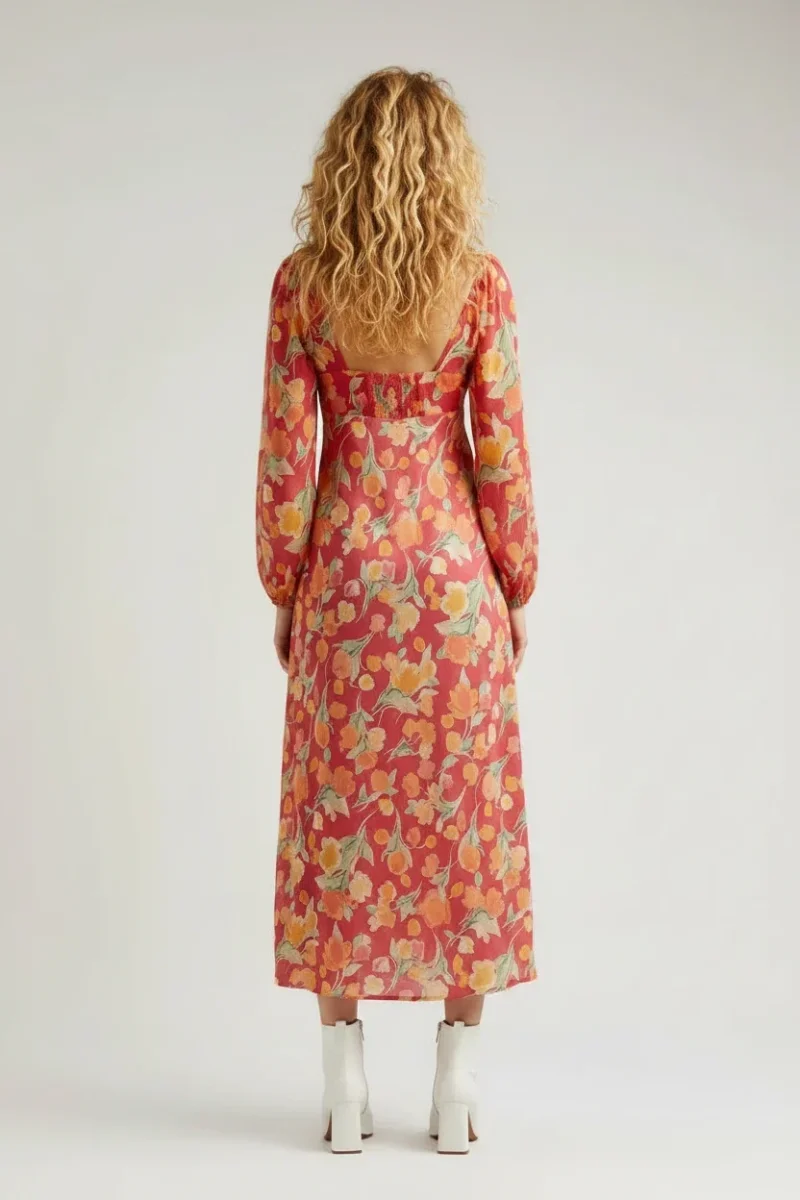 Rixo Jeanie Floral Print Silk Midi Dress - Imagen 3