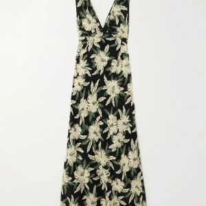 Rixo London Lauriane Floral Crepe De Chine Midi Dress