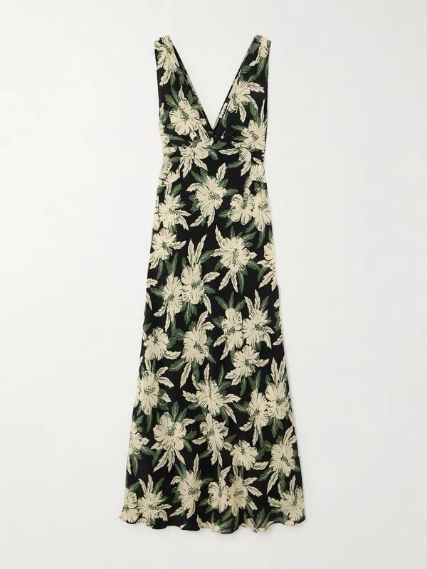 Rixo London Lauriane Floral Crepe De Chine Midi Dress