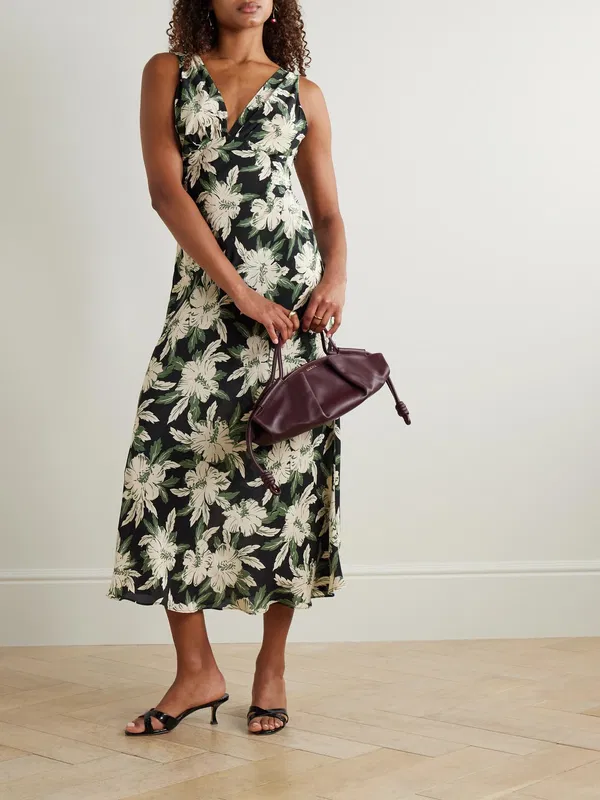 Rixo London Lauriane Floral Crepe De Chine Midi Dress - Imagen 3