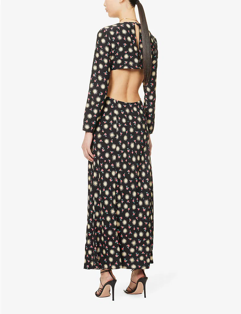 Rixo London Zora Celestial Sun Floral Print Cut Out Woven Midi Dress (Plus Size) - Imagen 9