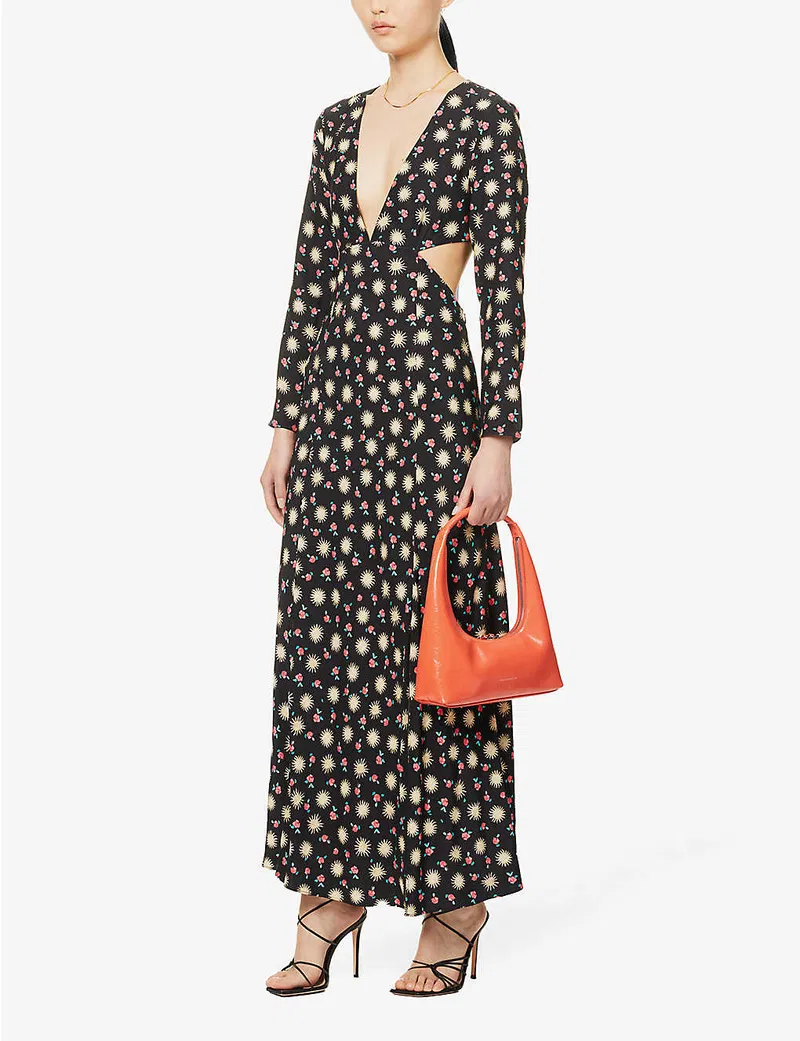 Rixo London Zora Celestial Sun Floral Print Cut Out Woven Midi Dress (Plus Size) - Imagen 8