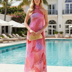 Rixo London Hayley Pink Paisley Detachable Scarf Silk Midi Dress