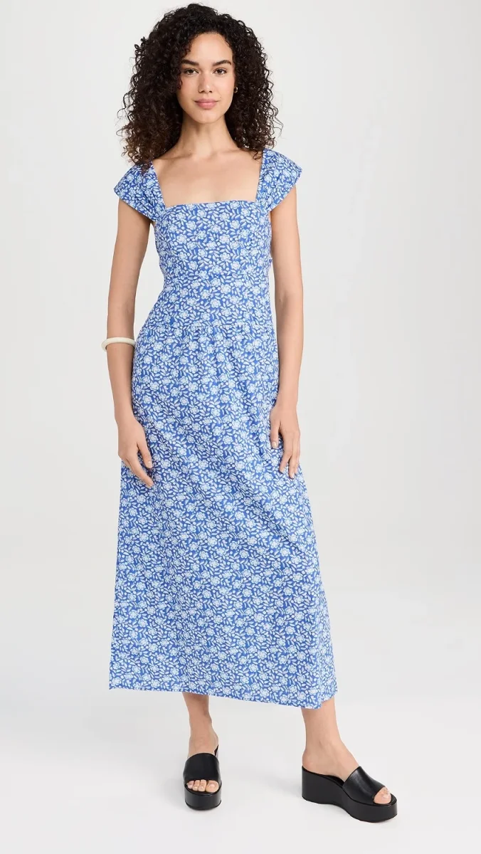 Rixo London Lillianne Blue Floral Print Midi Dress - Imagen 9