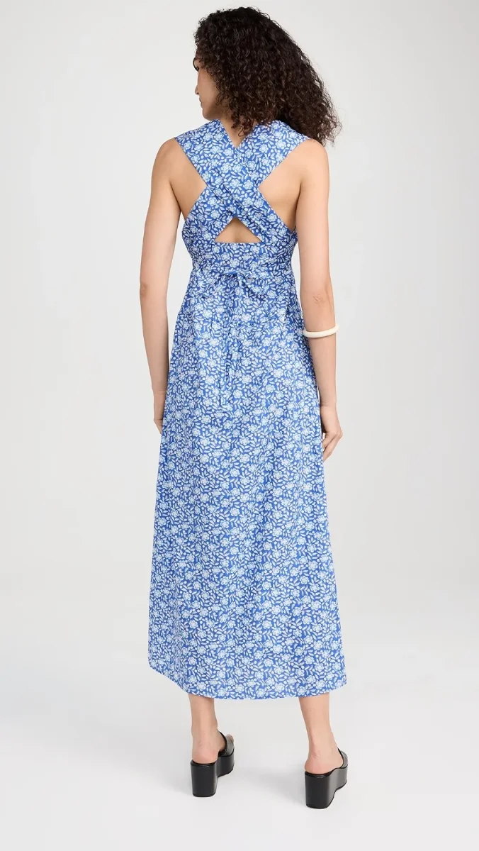 Rixo London Lillianne Blue Floral Print Midi Dress - Imagen 6