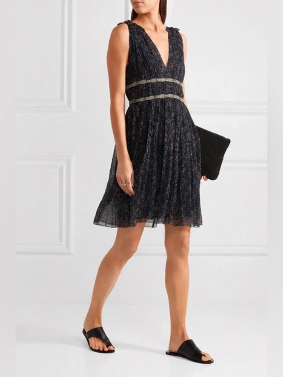 Isabel Marant Etoile Chiffon Sleeveless V-Neck Dress - Imagen 3