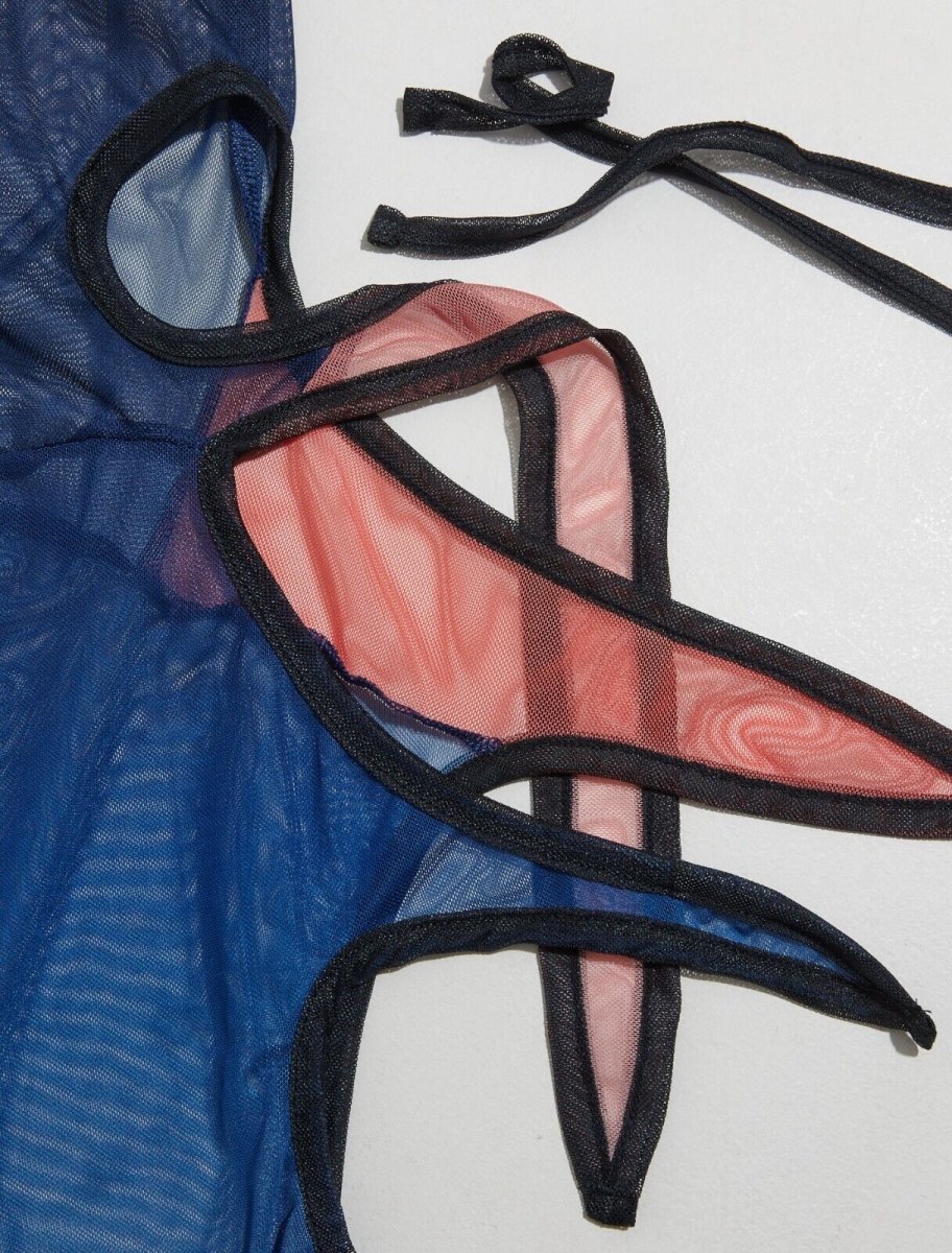 OTTOLINGER Bluberry Mesh Tie Detail Rave Festival Club Cut Out Leggings - Imagen 8