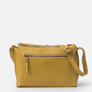 Bolso bandolera de piel mostaza