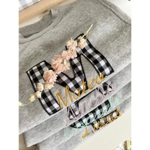 Sudadera vichy negro bordado colores