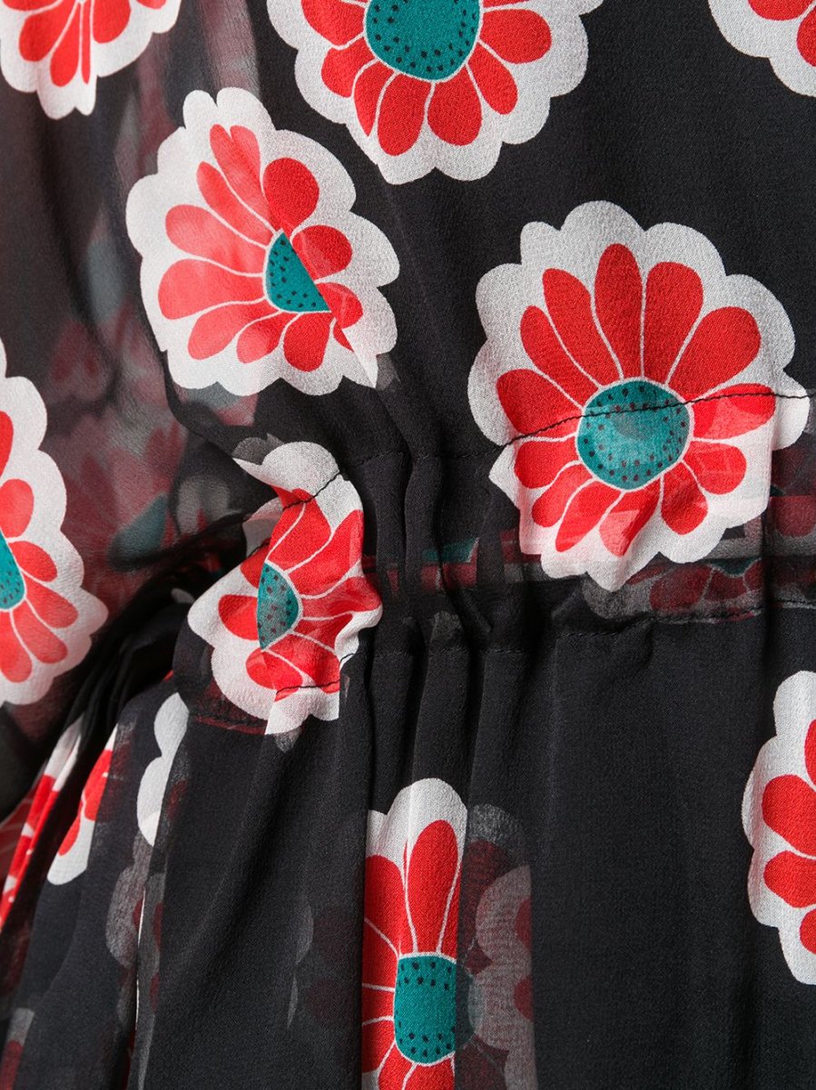 Diane Von Furstenberg DVF Beach Banded Kimono Blossom Red & Black Silk Dress - Imagen 4