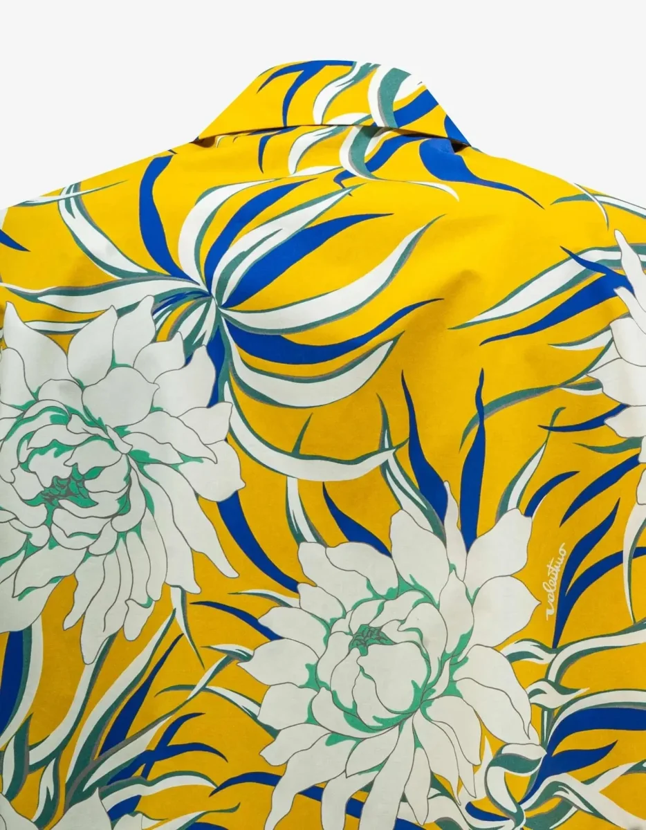 Valentino Bowling Shirt Yellow Flowers Peonies print. - Imagen 7