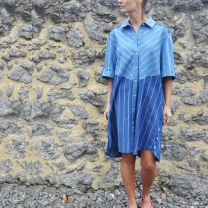 Vestido camisero de rayas