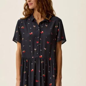 Vestido camisero azul marino estampado