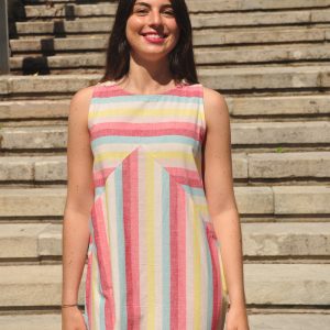 Vestido largo con rayas colores
