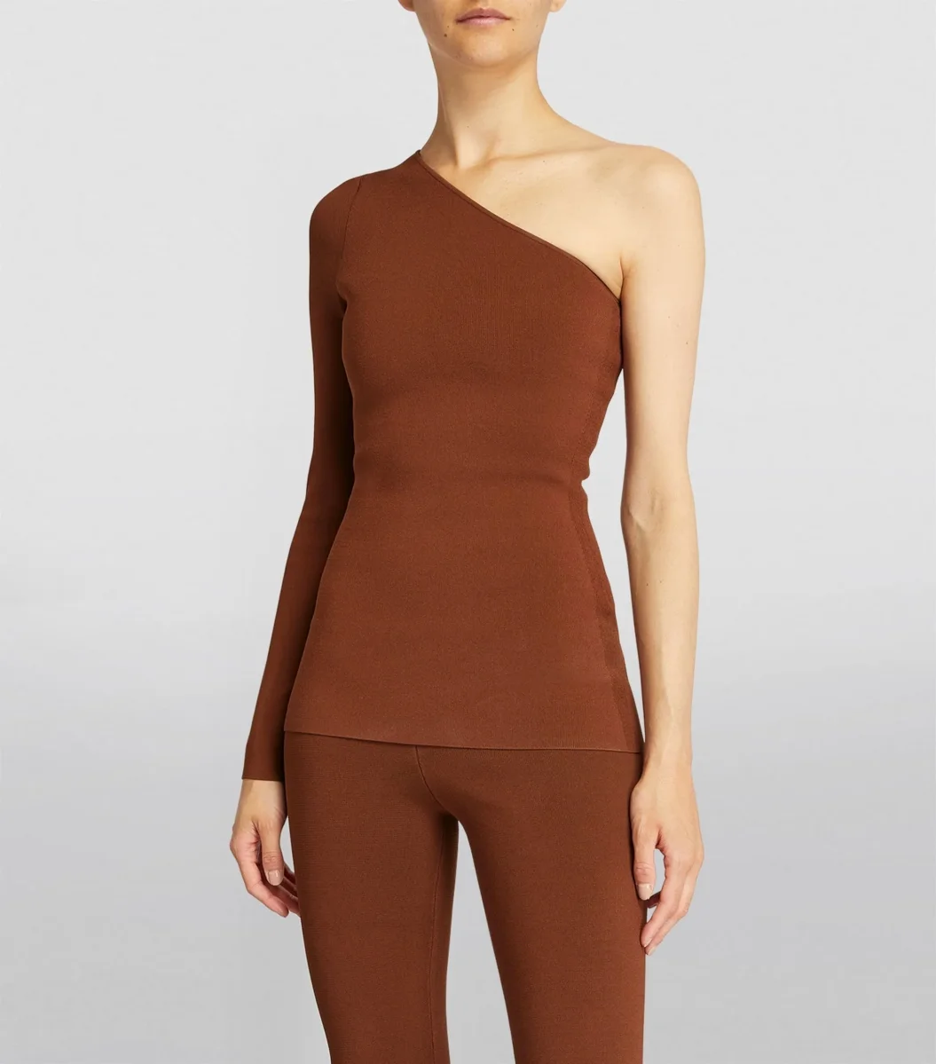 VICTORIA BECKHAM VB Body One-Shoulder Top in Brown - Imagen 3
