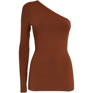 VICTORIA BECKHAM VB Body One-Shoulder Top in Brown