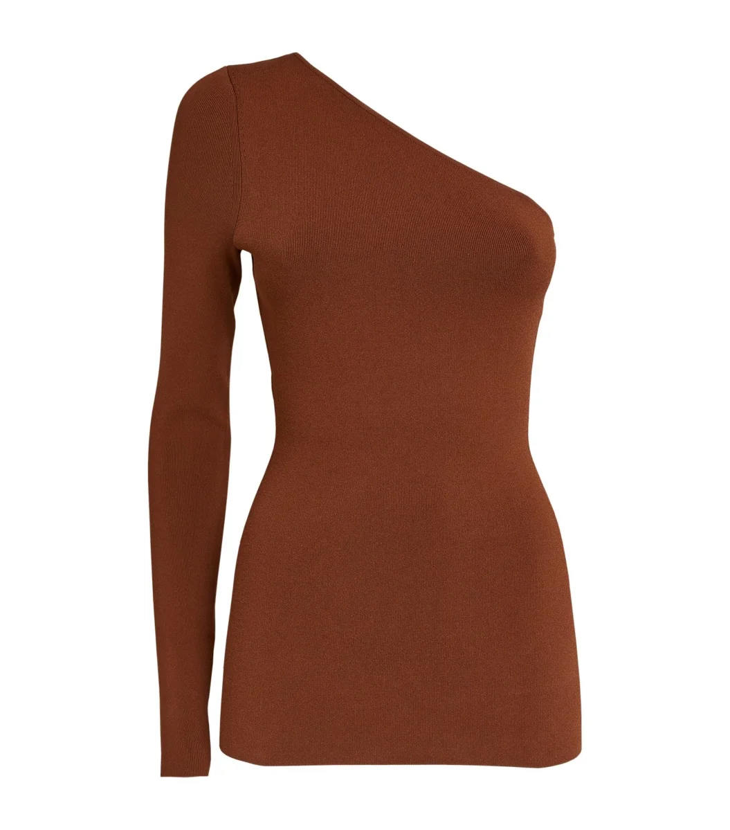 VICTORIA BECKHAM VB Body One-Shoulder Top in Brown