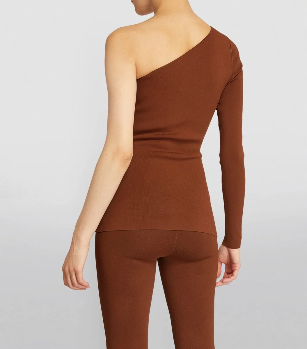 VICTORIA BECKHAM VB Body One-Shoulder Top in Brown - Imagen 7