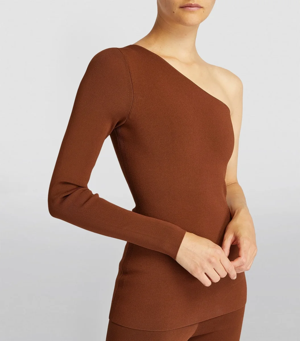 VICTORIA BECKHAM VB Body One-Shoulder Top in Brown - Imagen 4