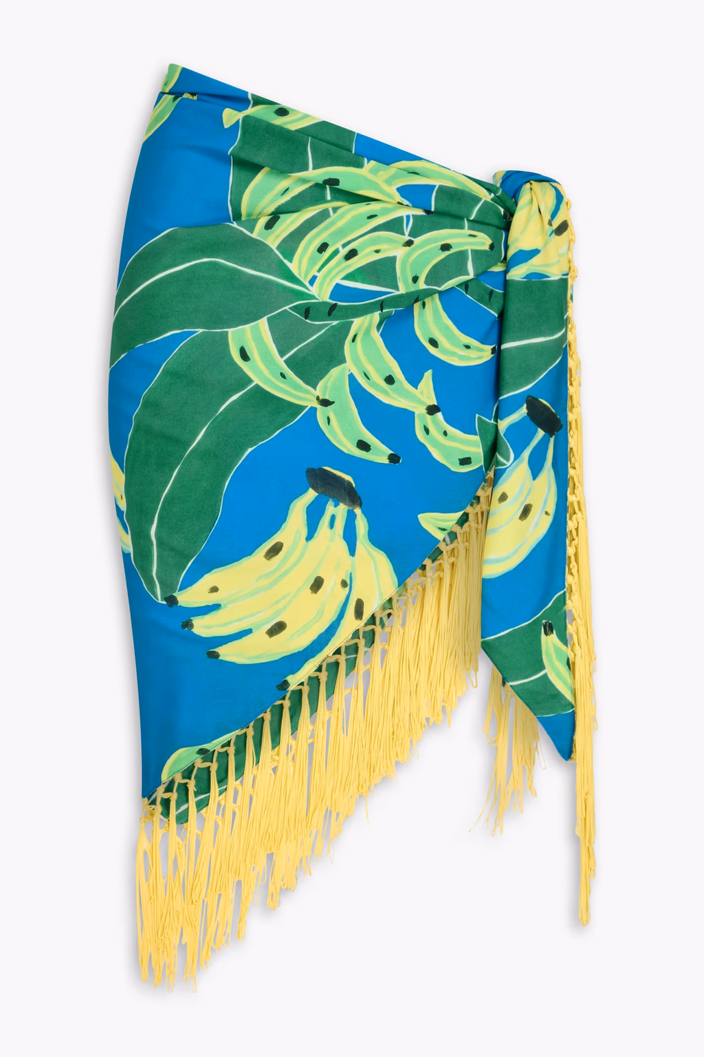 Farm Rio Banana Print Fringed Cover-Up Sarong in Blue - Imagen 4