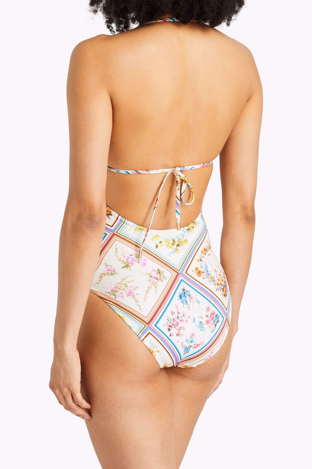 Zimmermann Halcyon Floral Print Halterneck Cutout Swimsuit - Imagen 4