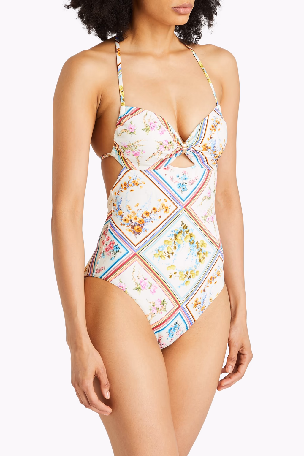 Zimmermann Halcyon Floral Print Halterneck Cutout Swimsuit - Imagen 3