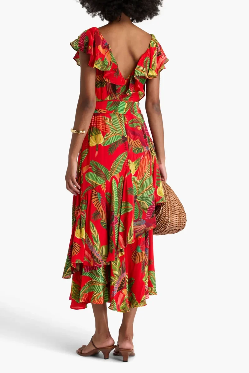 Farm Rio Red Forest Birds Belted Midi-Dress - Imagen 7
