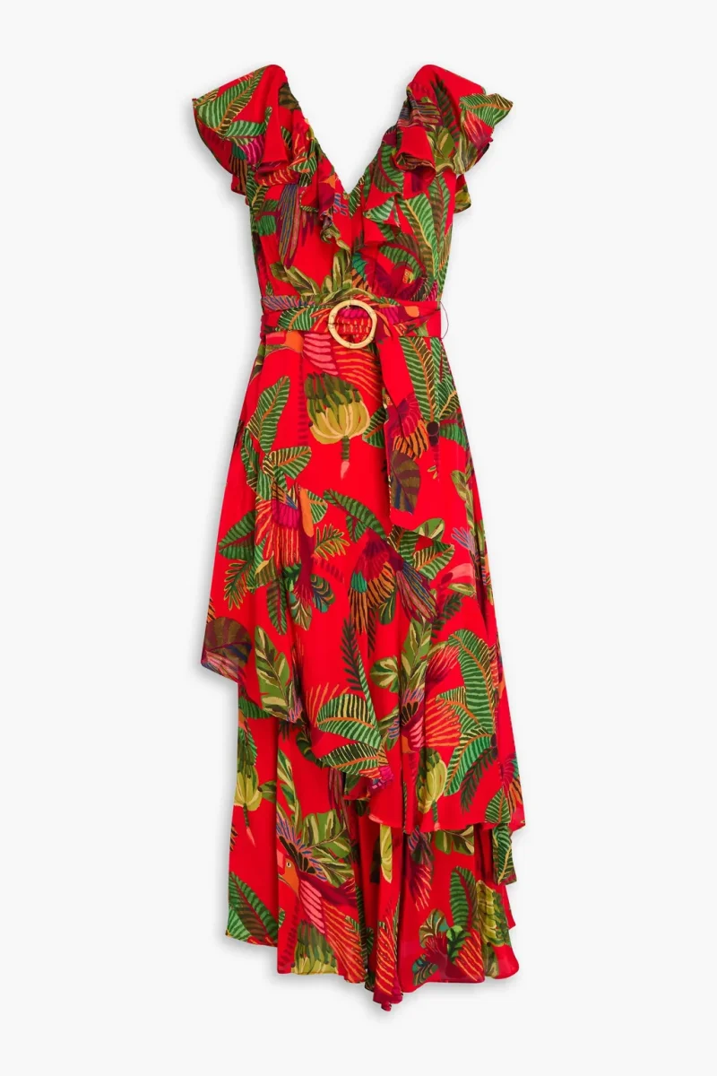 Farm Rio Red Forest Birds Belted Midi-Dress - Imagen 2