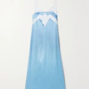 SLEEPING WITH JACQUES Francine Silk Lace Detail Slip Dress