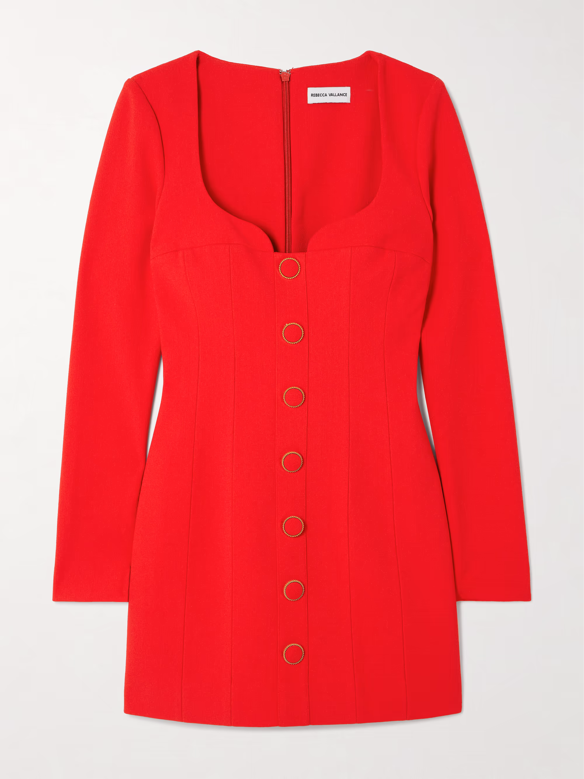 Rebecca Vallance Red Button Detail Cameron Mini Dress