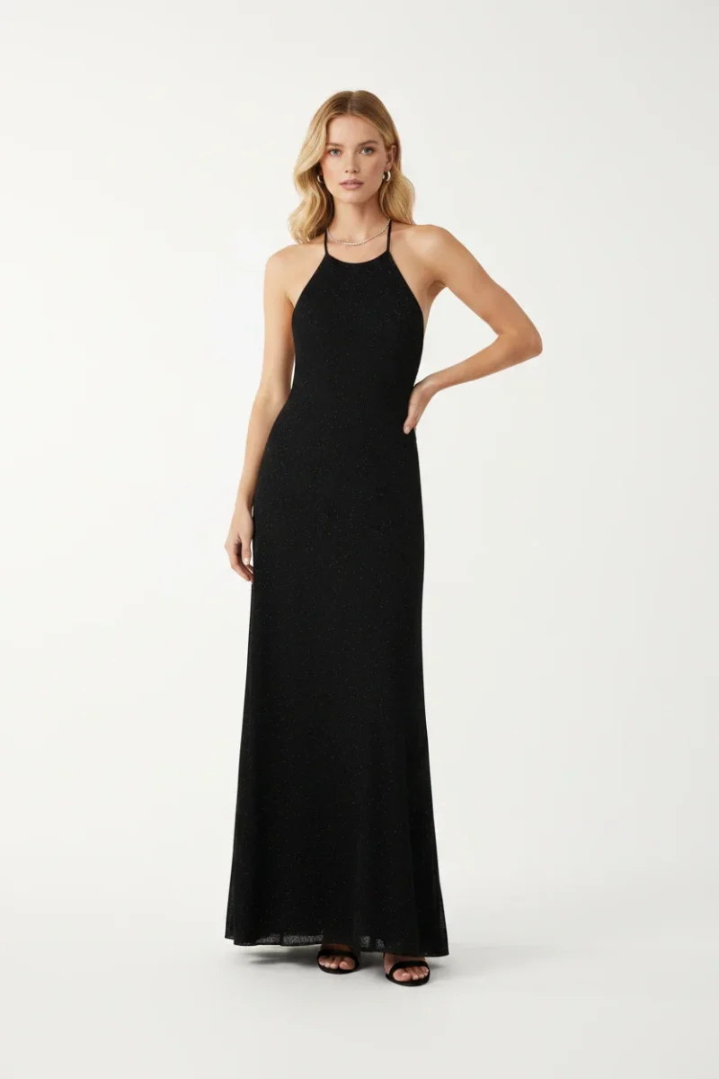 Christopher Esber Metallic Black Knitted Maxi Dress