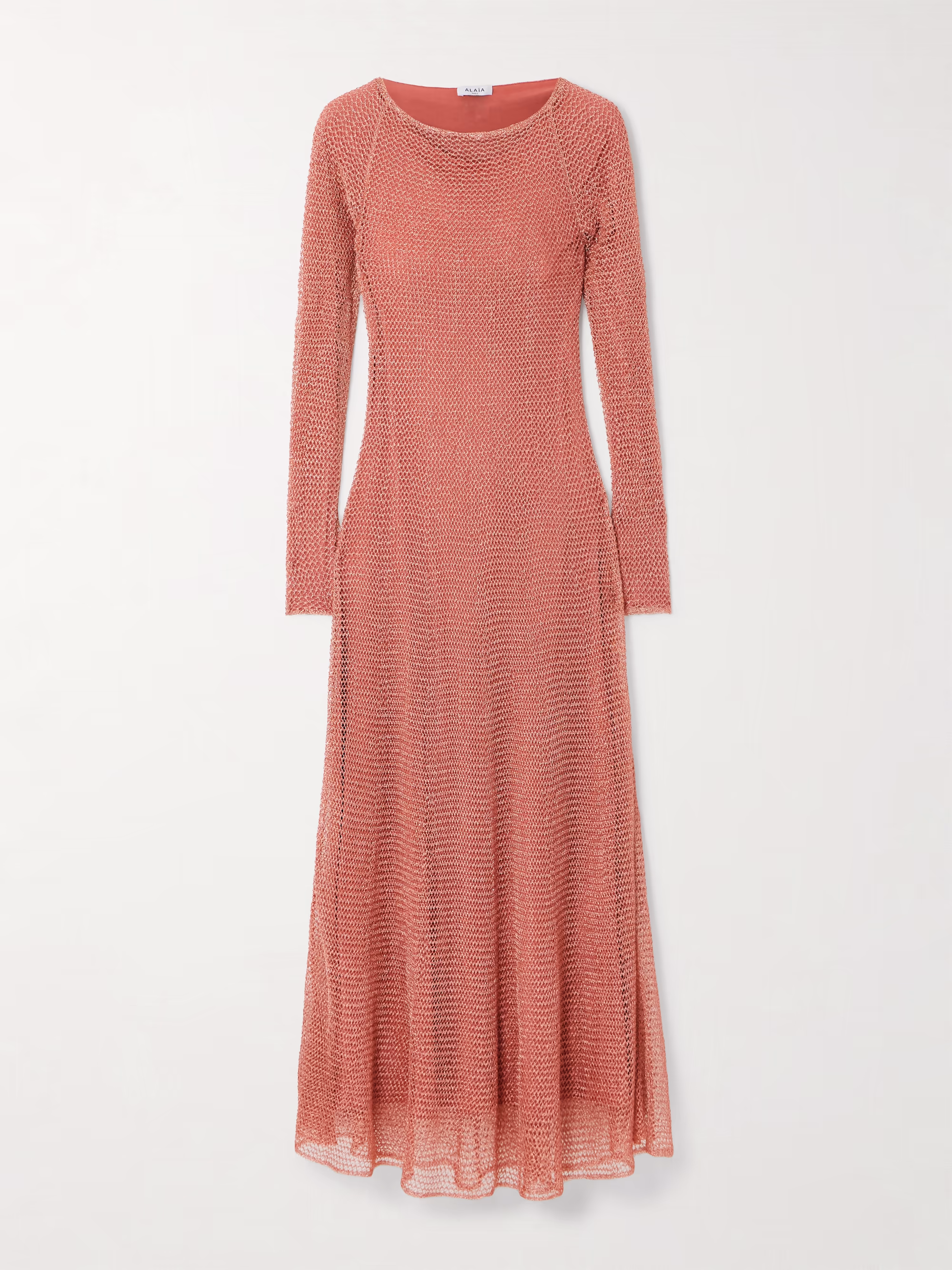ALAÏA Runway Metallic open-knit midi dress