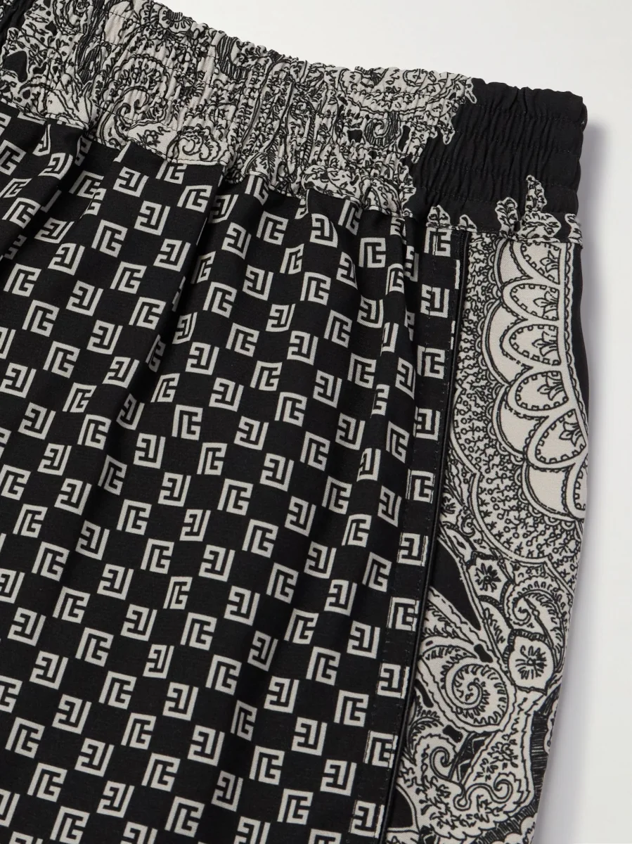 Balmain Straight-Leg Monogrammed Printed Poplin Shorts - Imagen 4